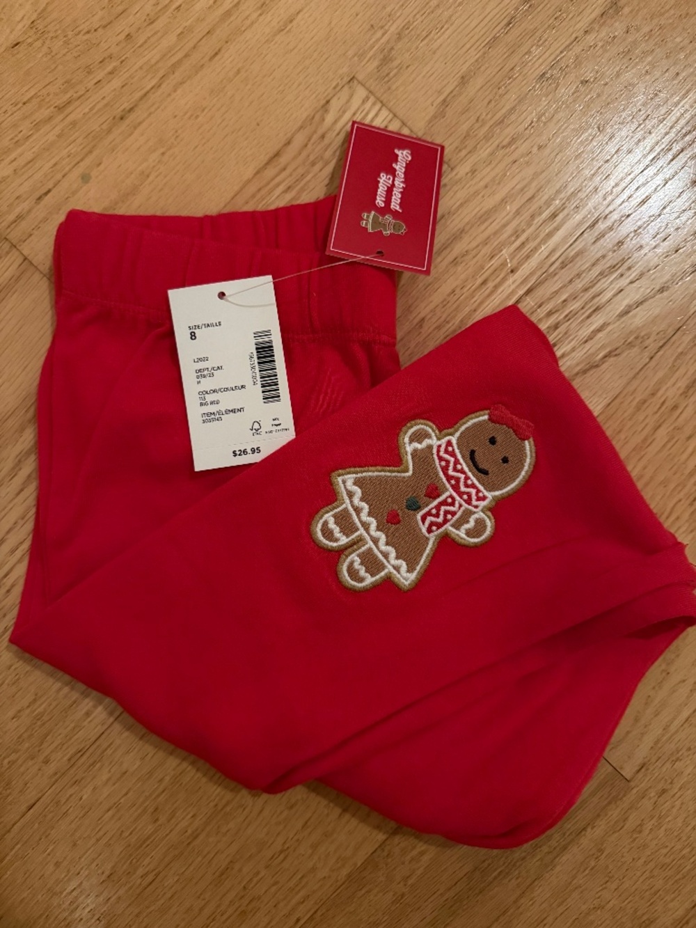 Size 8 Gymboree Gingerbread Girls Red Leggings Holiday
